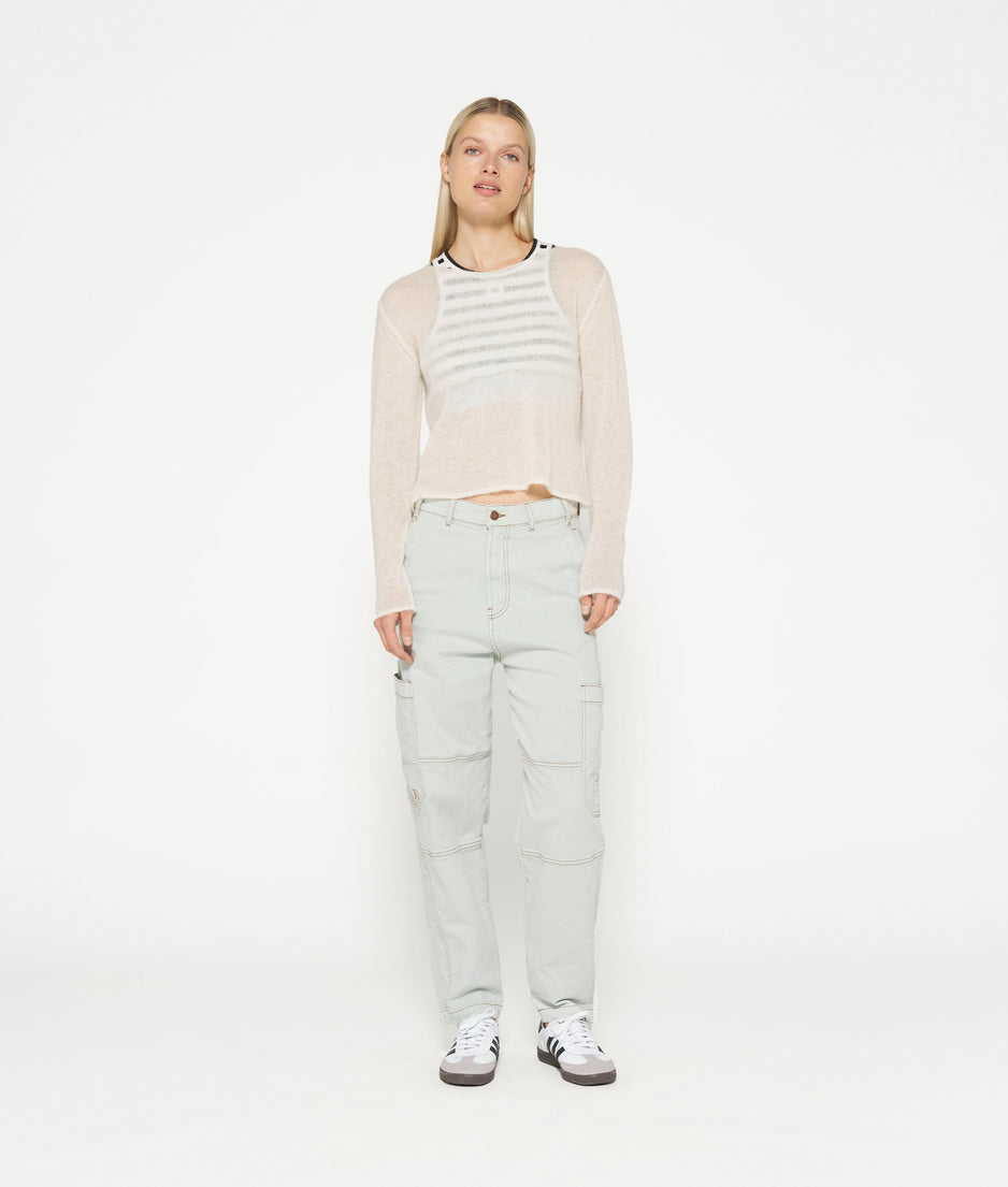 thin knit sweater | ecru