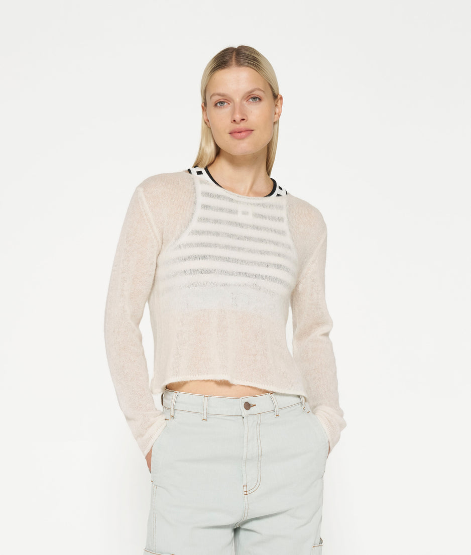 thin knit sweater | ecru