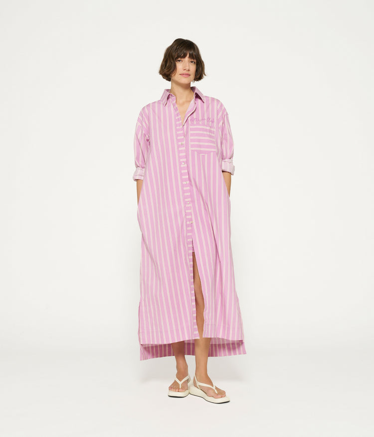 maxi shirt dress stripes | violet