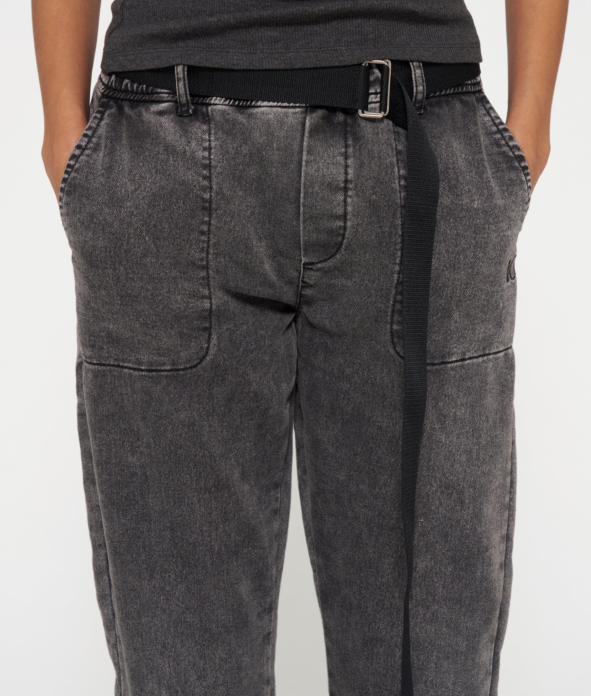 belted pants jog denim | black | 10DAYS | Official Online Store