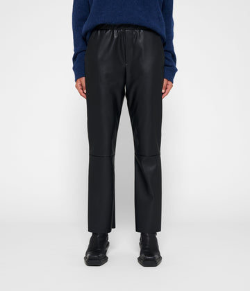 leather look flared jogger | black