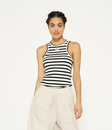 tank top rib stripes | ecru/black