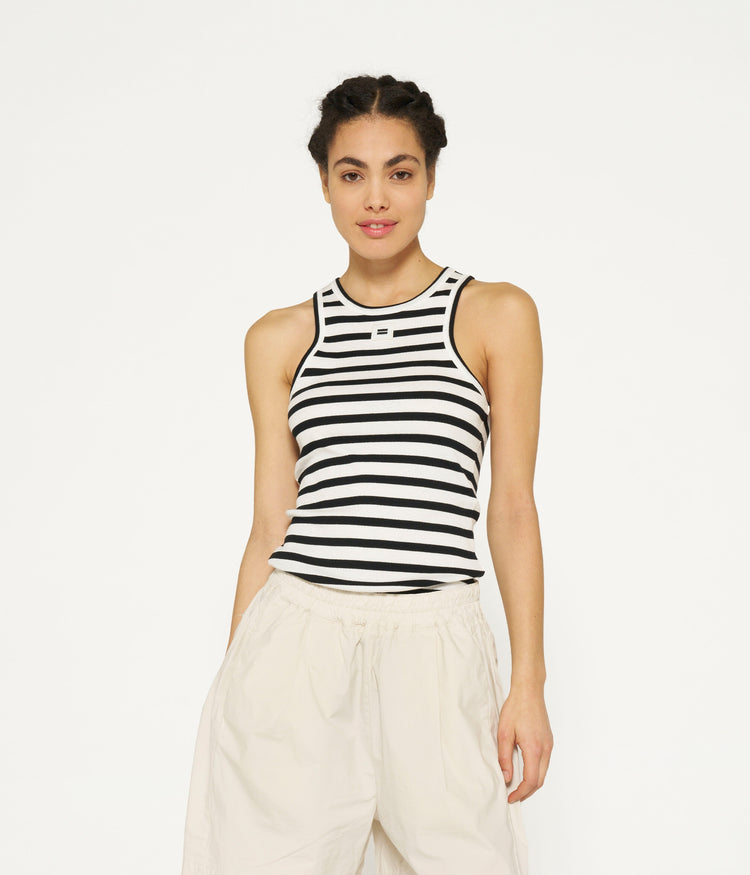 tank top rib stripes | ecru/black