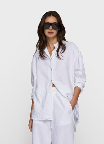 cotton linen blouse | white