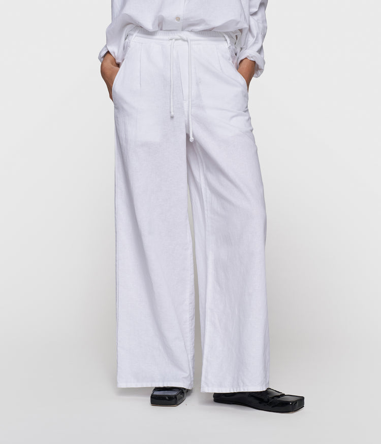 cotton linen pants | white