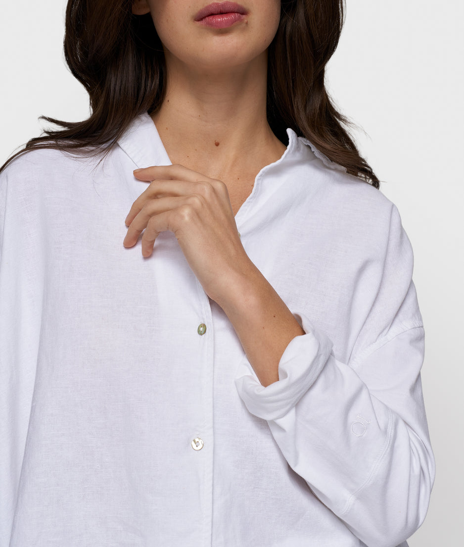 cotton linen blouse | white
