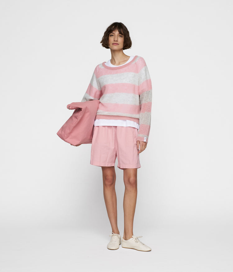 thin knit sweater | dark raspberry/white grey melee