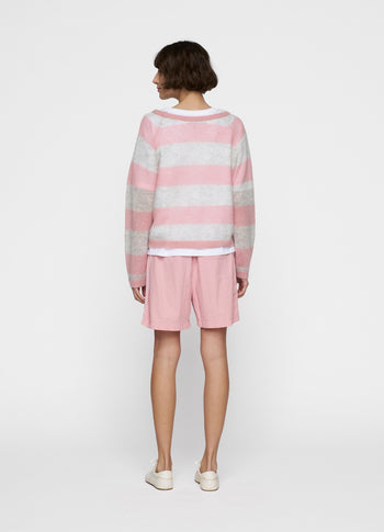 thin knit sweater | dark raspberry/white grey melee