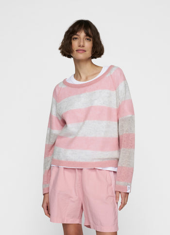 thin knit sweater | dark raspberry/white grey melee