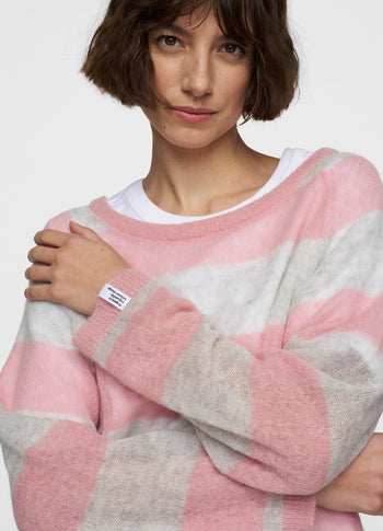 thin knit sweater | dark raspberry/white grey melee