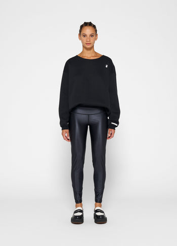 metallic yoga leggings | black