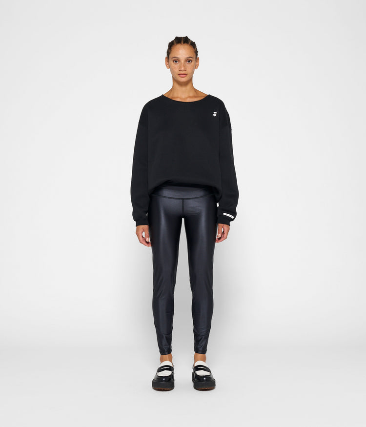metallic yoga leggings | black