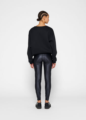 metallic yoga leggings | black
