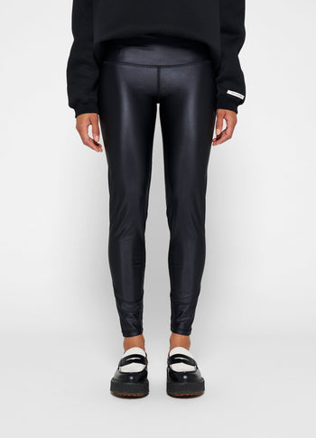metallic yoga leggings | black