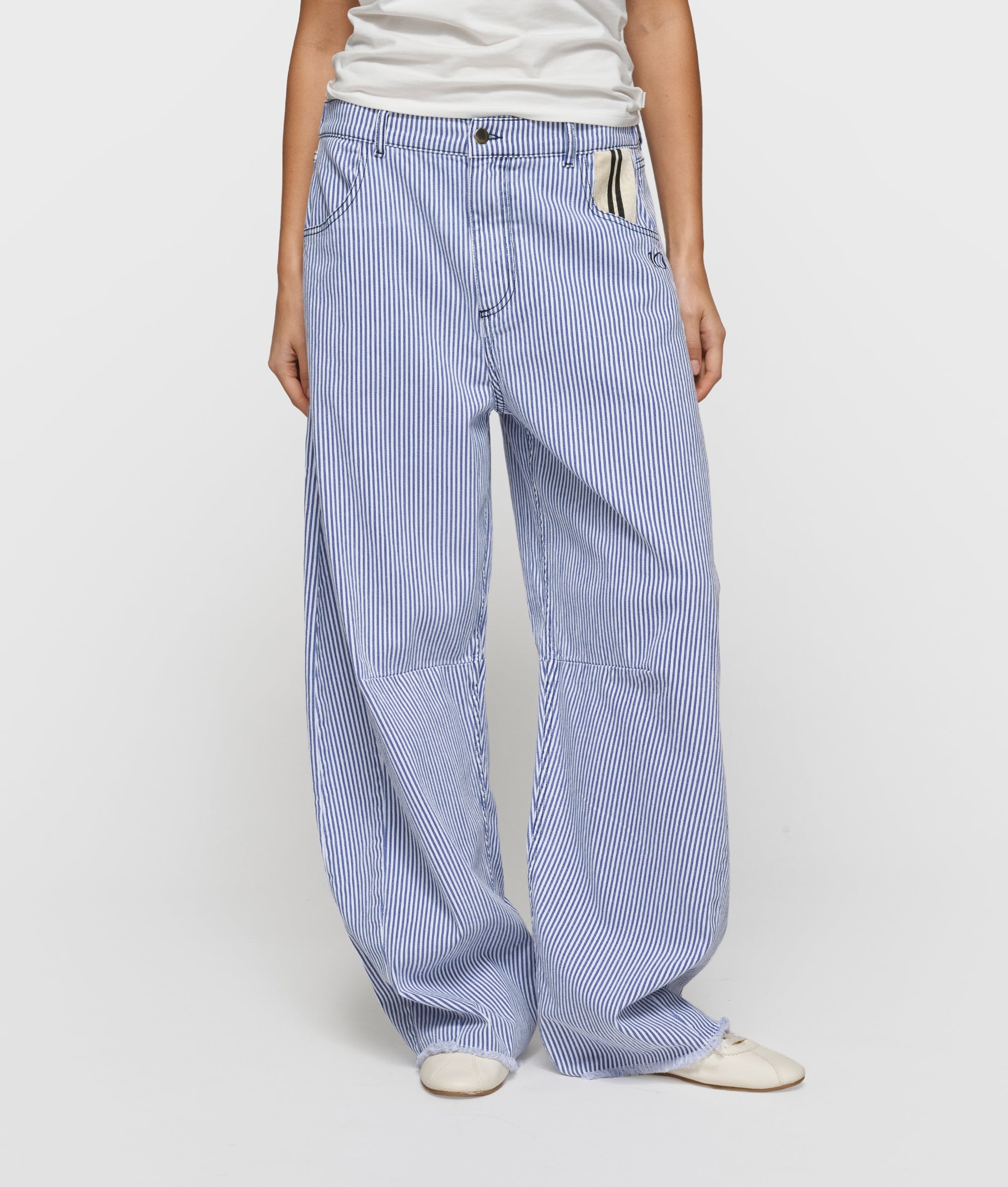 western pants stripes | white/blue | 10DAYS | Official Online Store