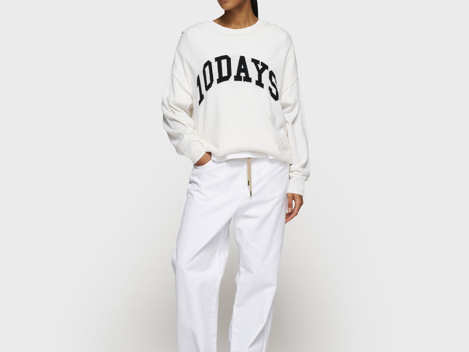 straight leg pants twill | optic white