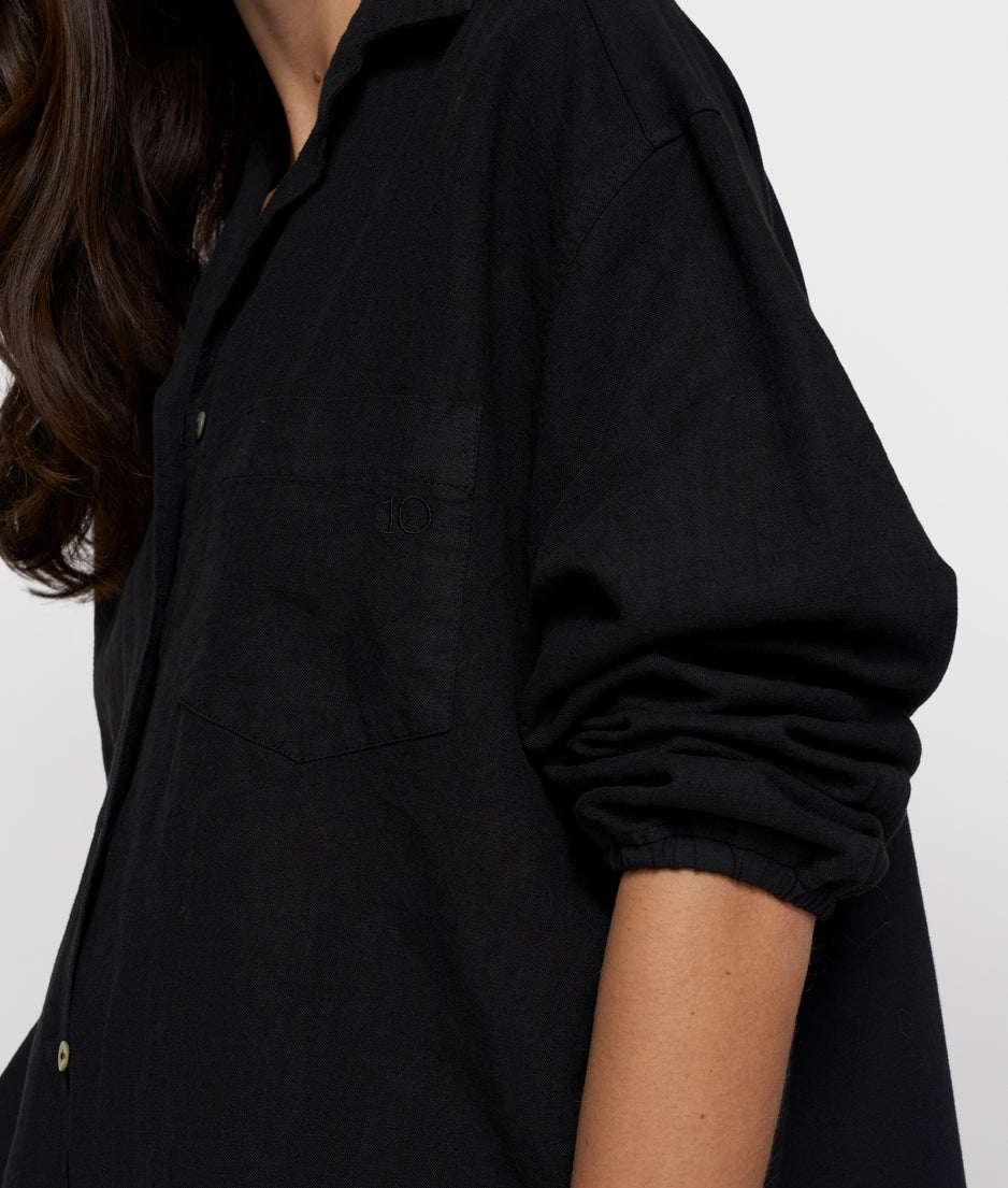 linen shirt | black