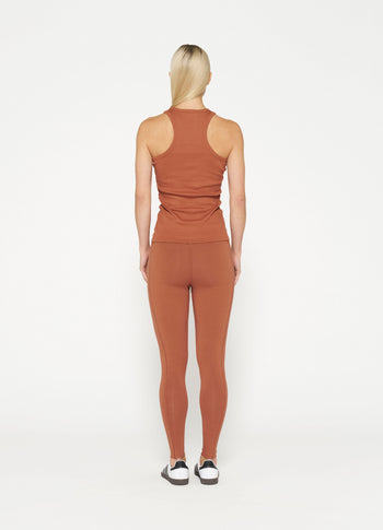 logo yoga leggings | saddle brown