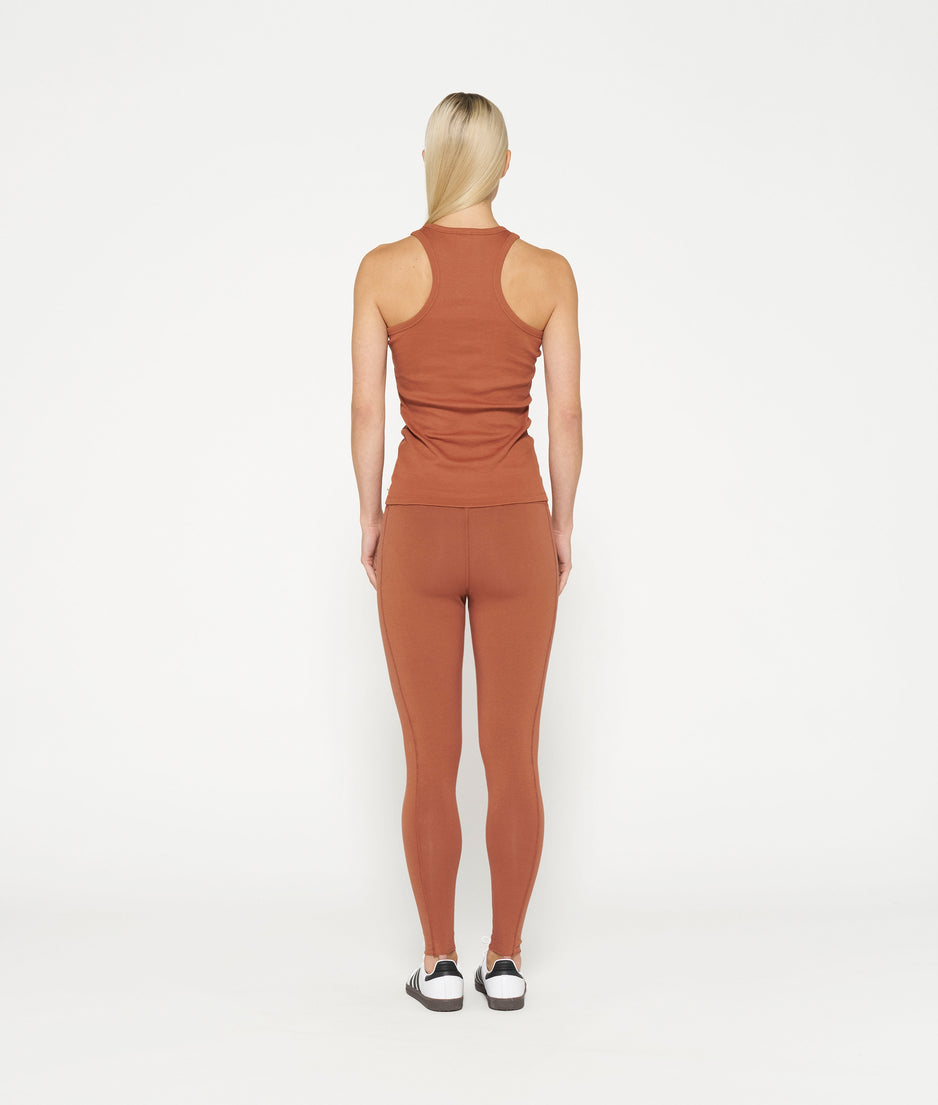 logo yoga leggings | saddle brown