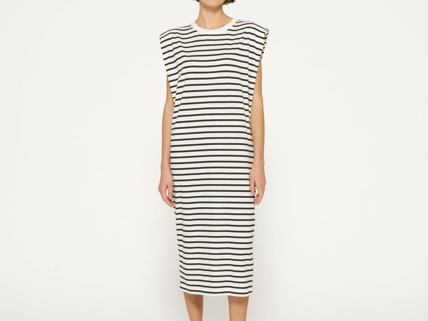 padded tee dress stripes | ecru/black