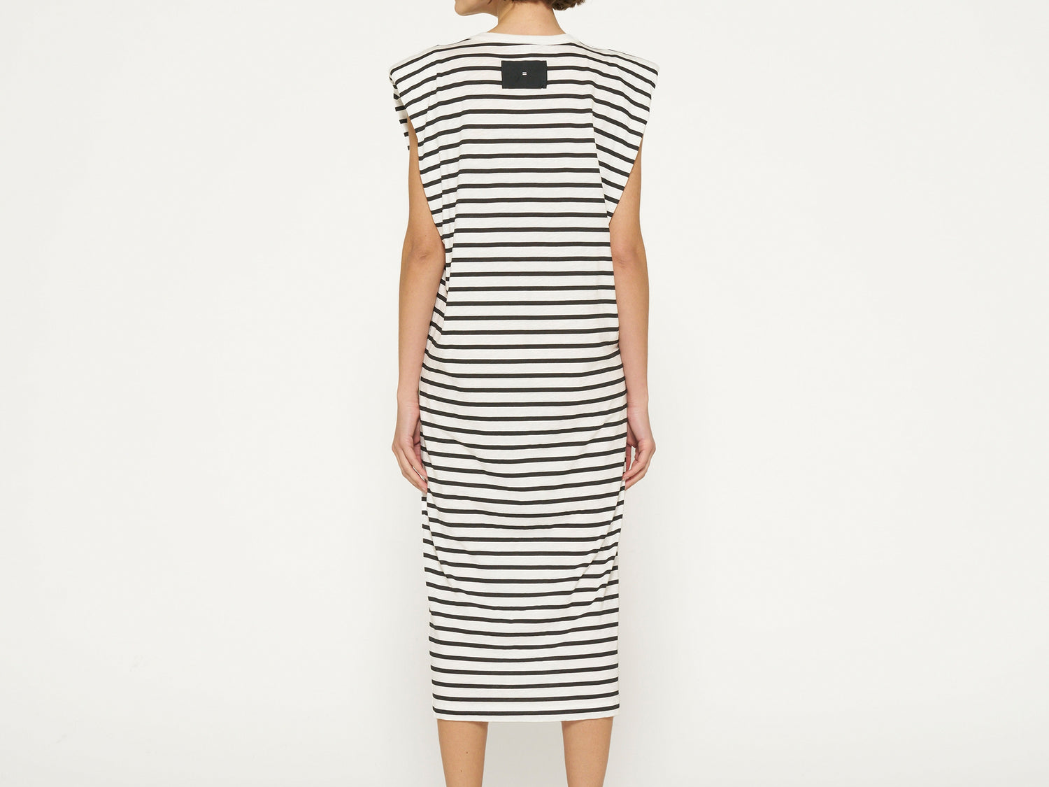 padded tee dress stripes | ecru/black