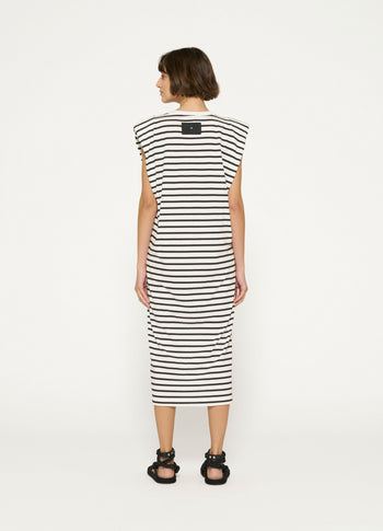 padded tee dress stripes | ecru/black