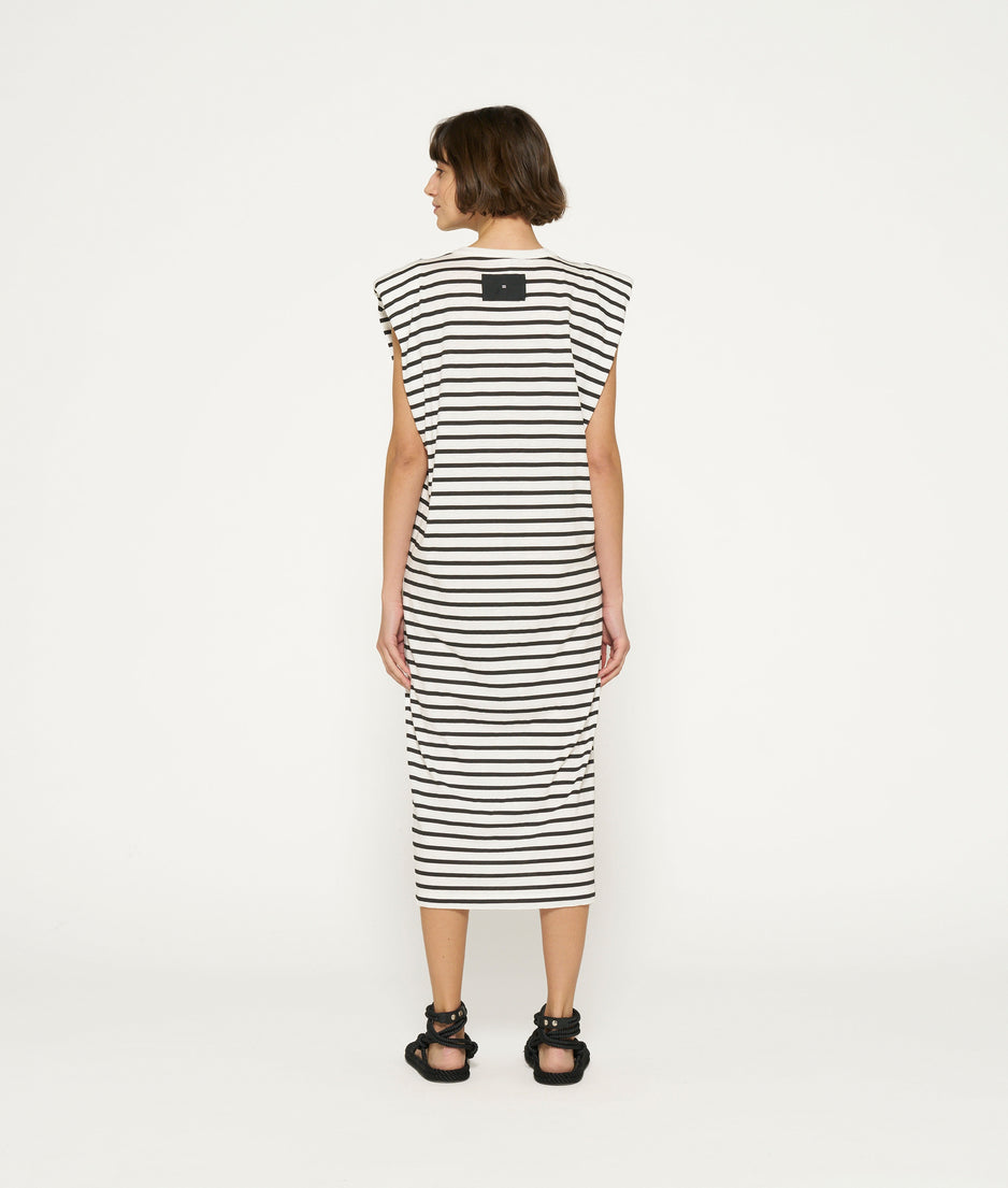 padded tee dress stripes | ecru/black