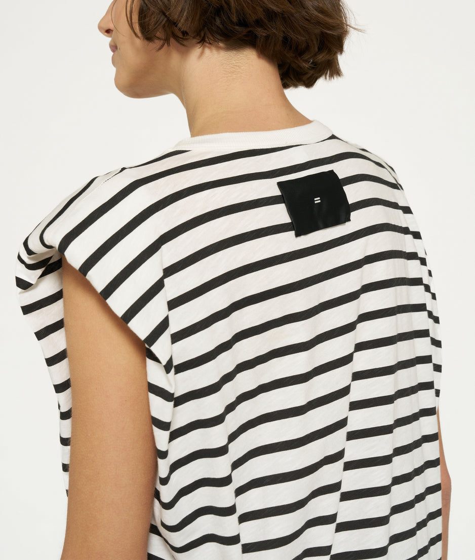 padded tee dress stripes | ecru/black
