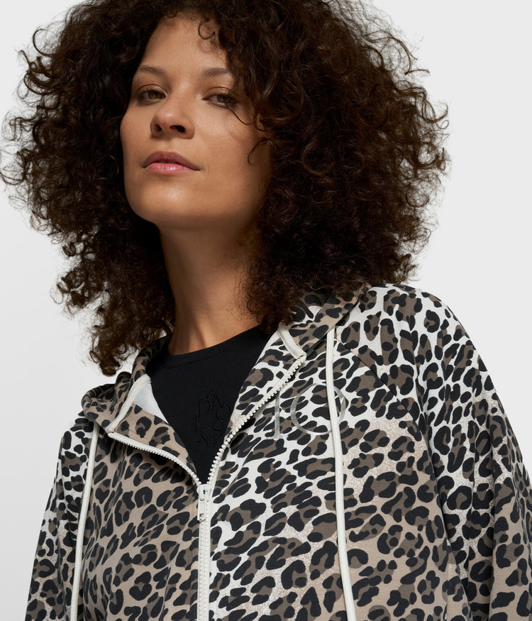 soft scuba hoodie leopard | ecru