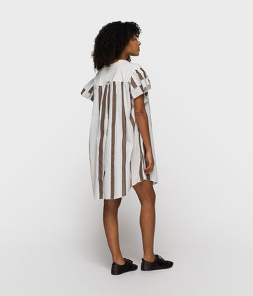 ruffle dress stripes | ecru
