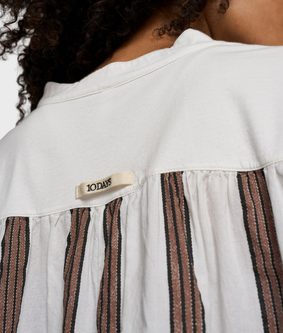 ruffle dress stripes | ecru