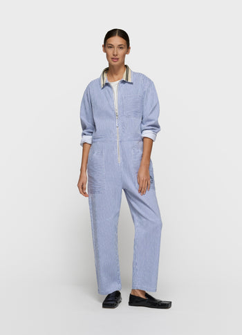 boiler jumpsuit stripes | white/blue