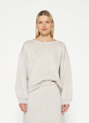 balloon sleeve knit sweater | white grey melee