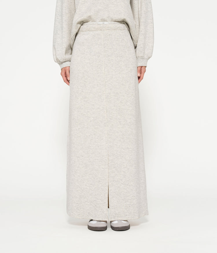 knitted maxi skirt | white grey melee