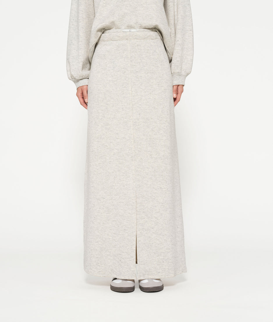 knitted maxi skirt | white grey melee