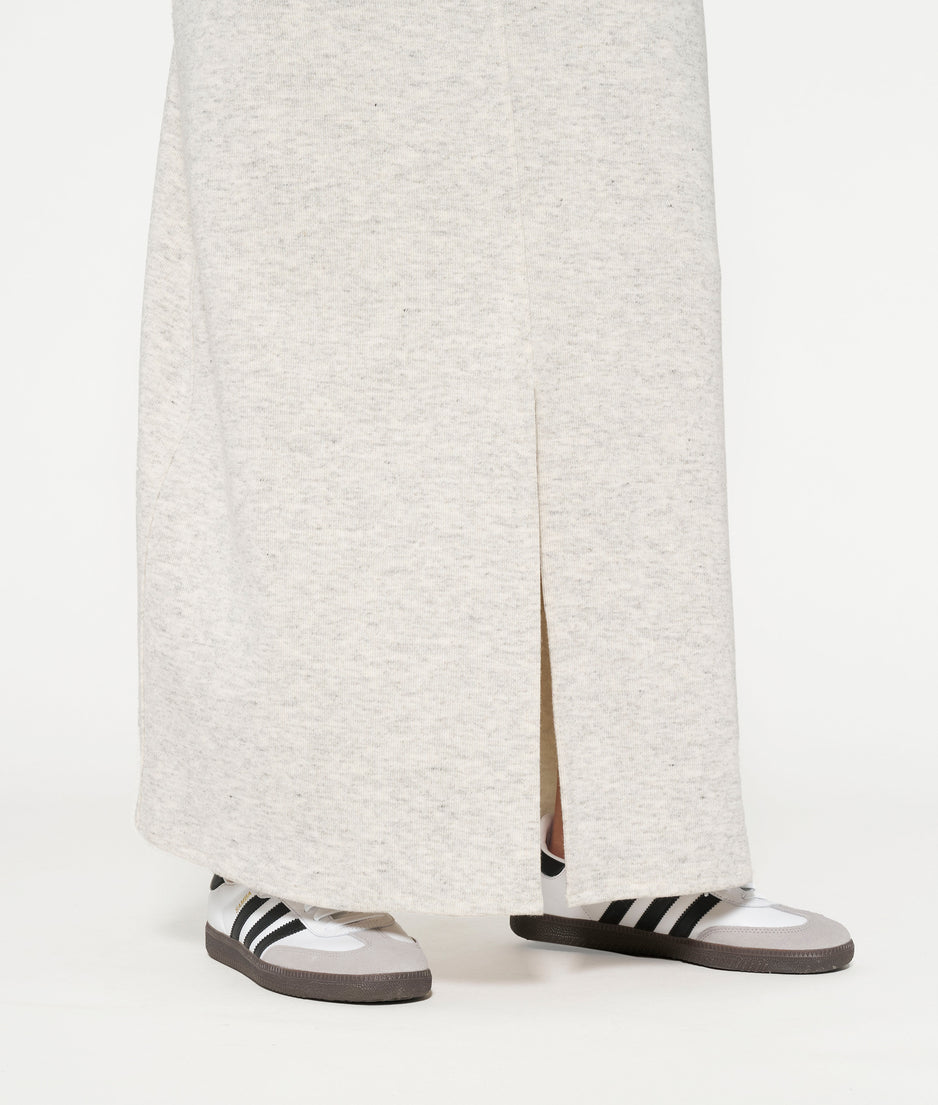 knitted maxi skirt | white grey melee