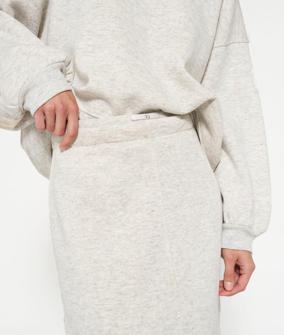 knitted maxi skirt | white grey melee