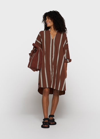 a-line tunic stripes | deep brown
