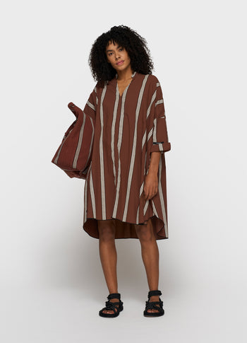 a-line tunic stripes | deep brown