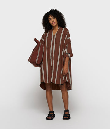 a-line tunic stripes | deep brown