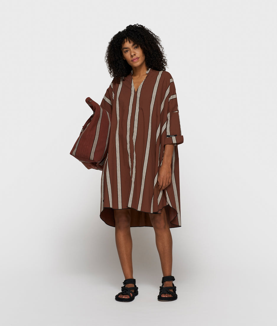 a-line tunic stripes | deep brown