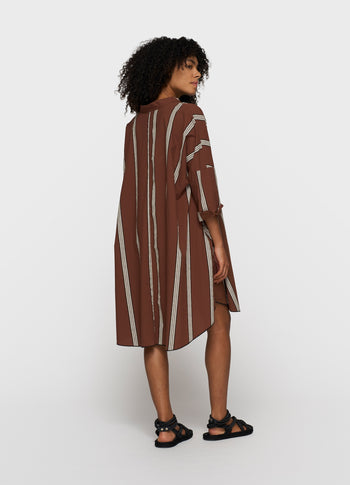 a-line tunic stripes | deep brown