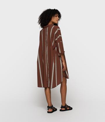 a-line tunic stripes | deep brown