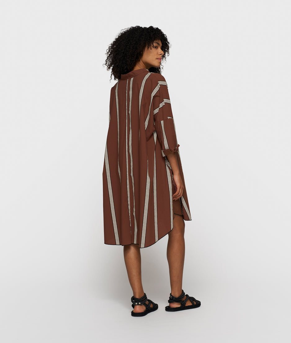 a-line tunic stripes | deep brown