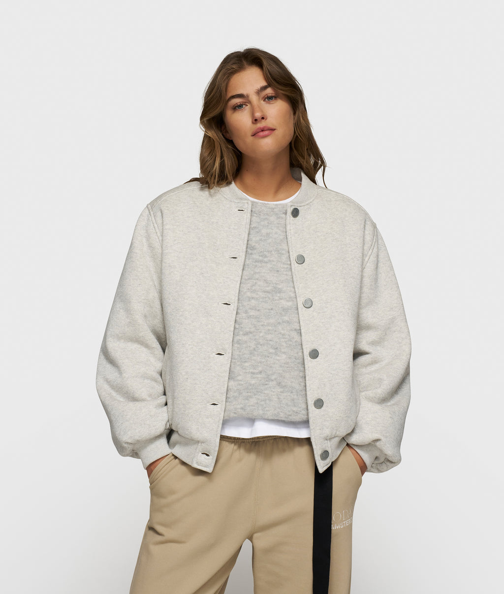 baseball bomber jacket 10 | white grey melee | 10DAYS