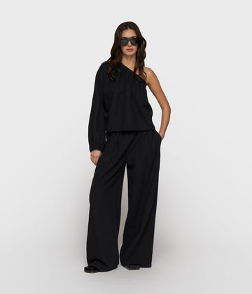 flowy pants linen | black