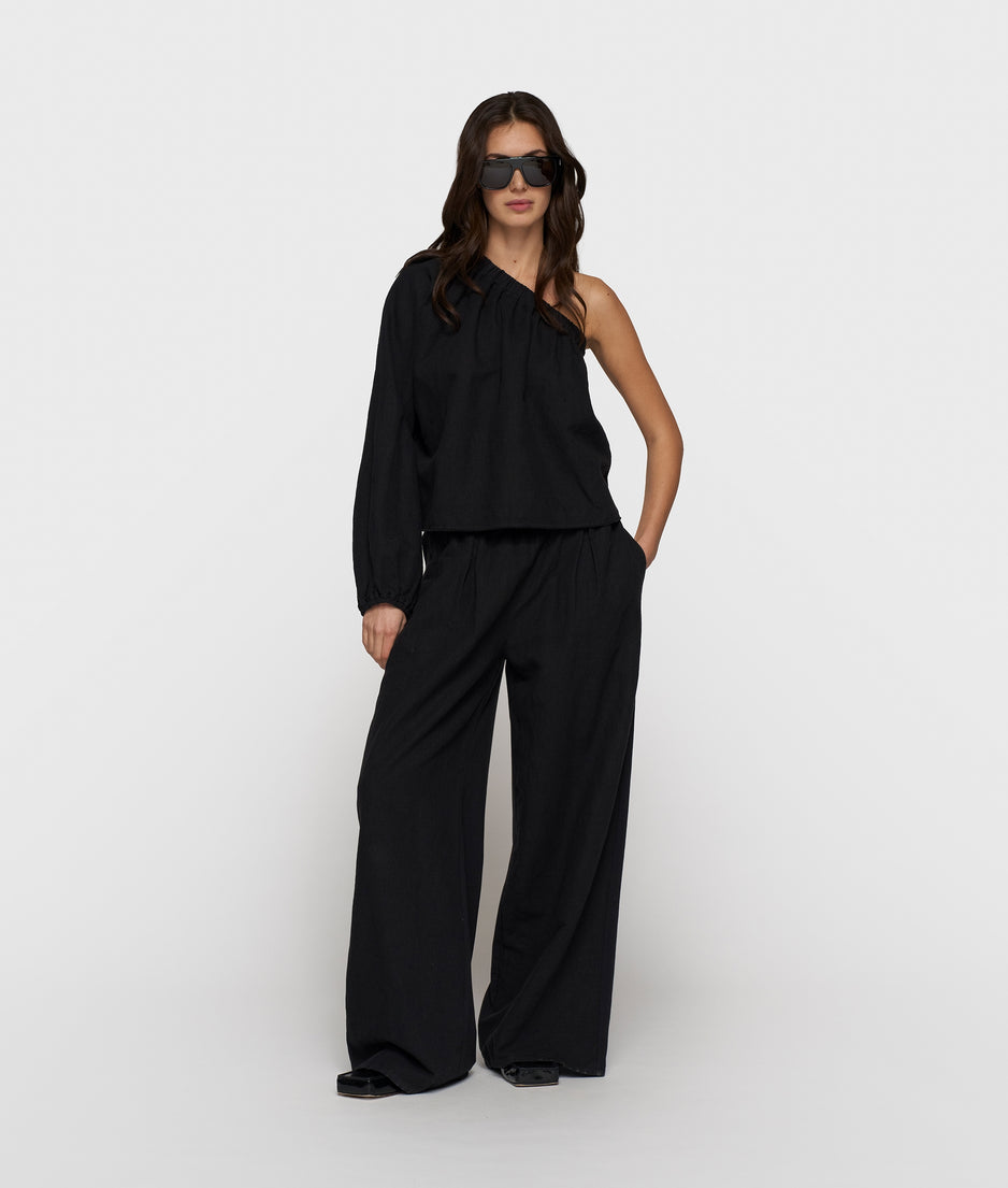 flowy pants linen | black