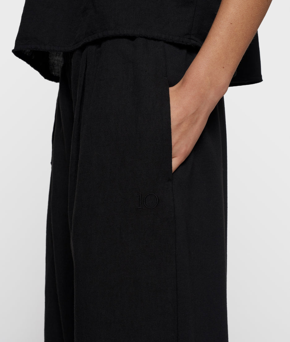 flowy pants linen | black