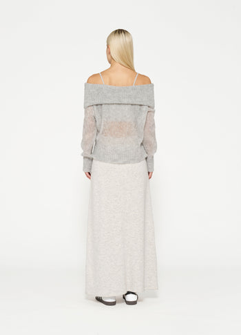 thin off shoulder sweater | light grey melee