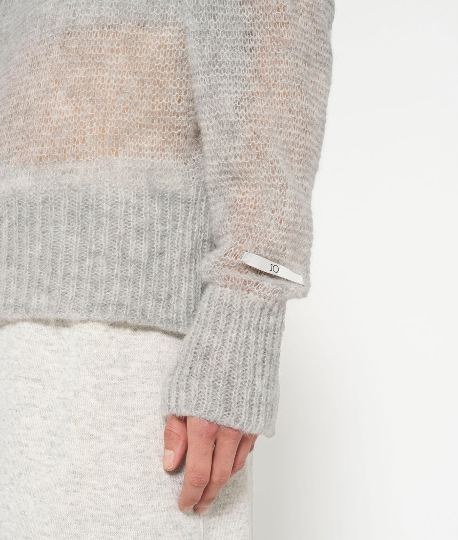 thin off shoulder sweater | light grey melee